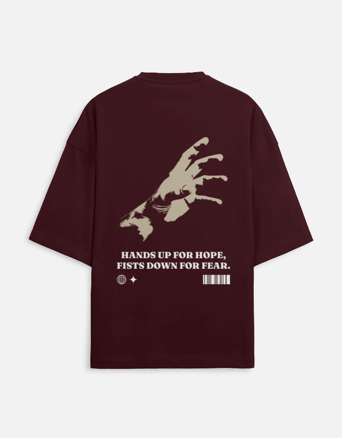 Hands Up For Hope Fists Down For Fear Premium Oversized T-shirt