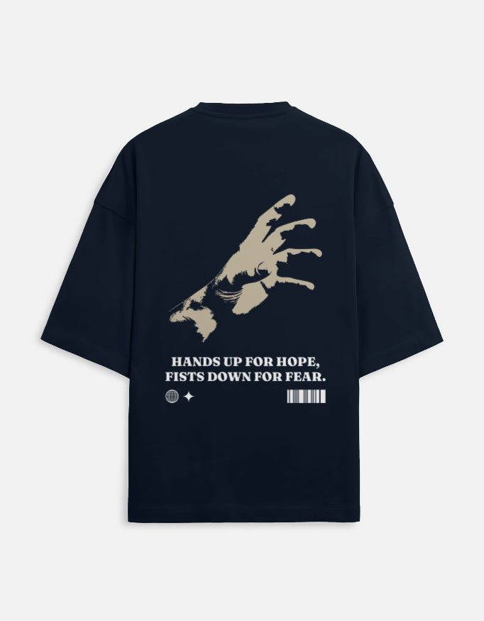 Hands Up For Hope Fists Down For Fear Premium Oversized T-shirt